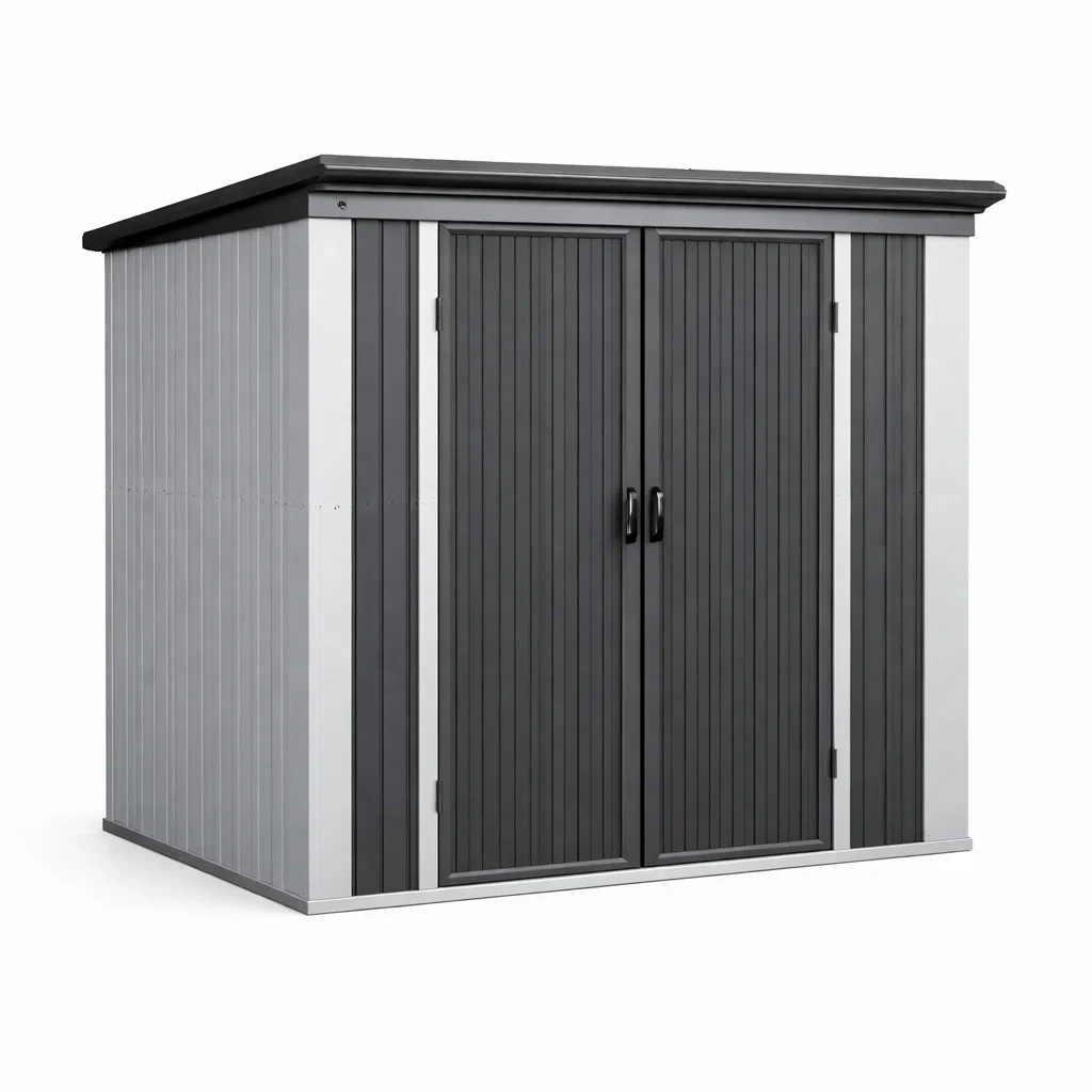 Casetta da giardino in plastica grigio scuro 190x100x182 cm-LUXEVIBEHUB