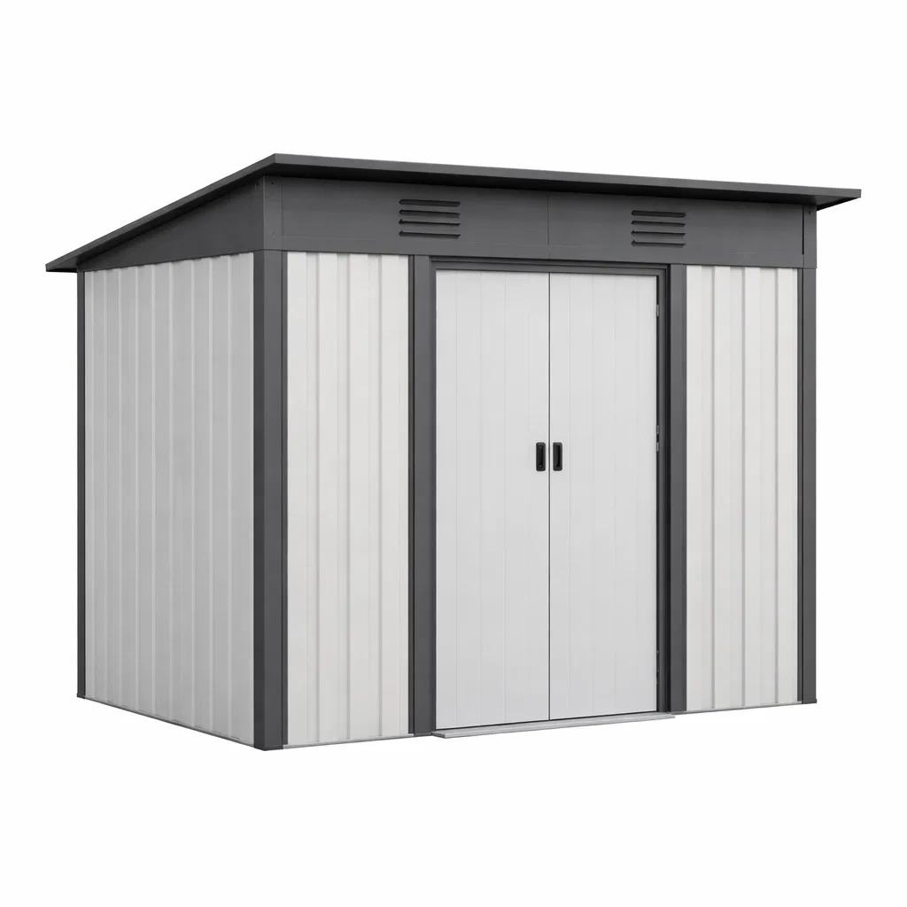 Casetta da giardino in metallo grigio chiaro 213x127x185 cm-LUXEVIBEHUB