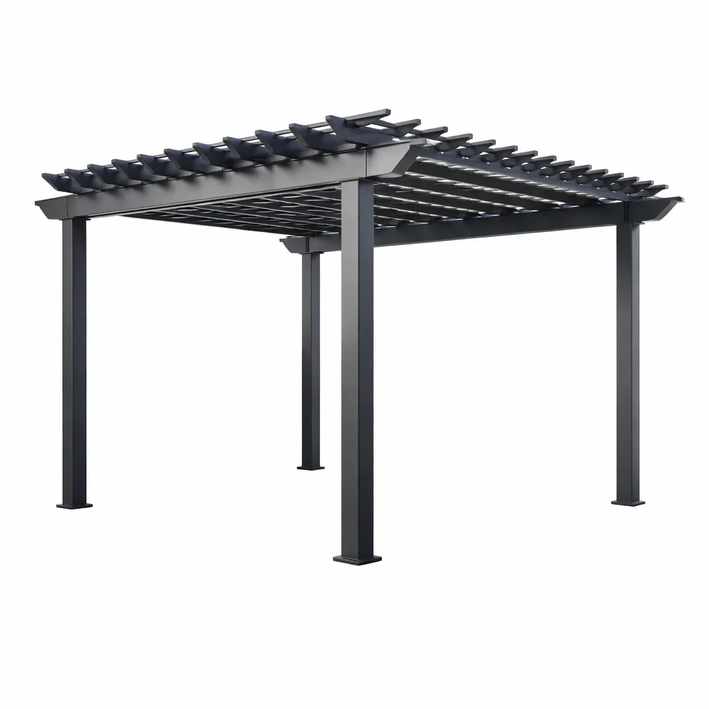 Pergola in metallo nero 300x300x250 cm-LUXEVIBEHUB