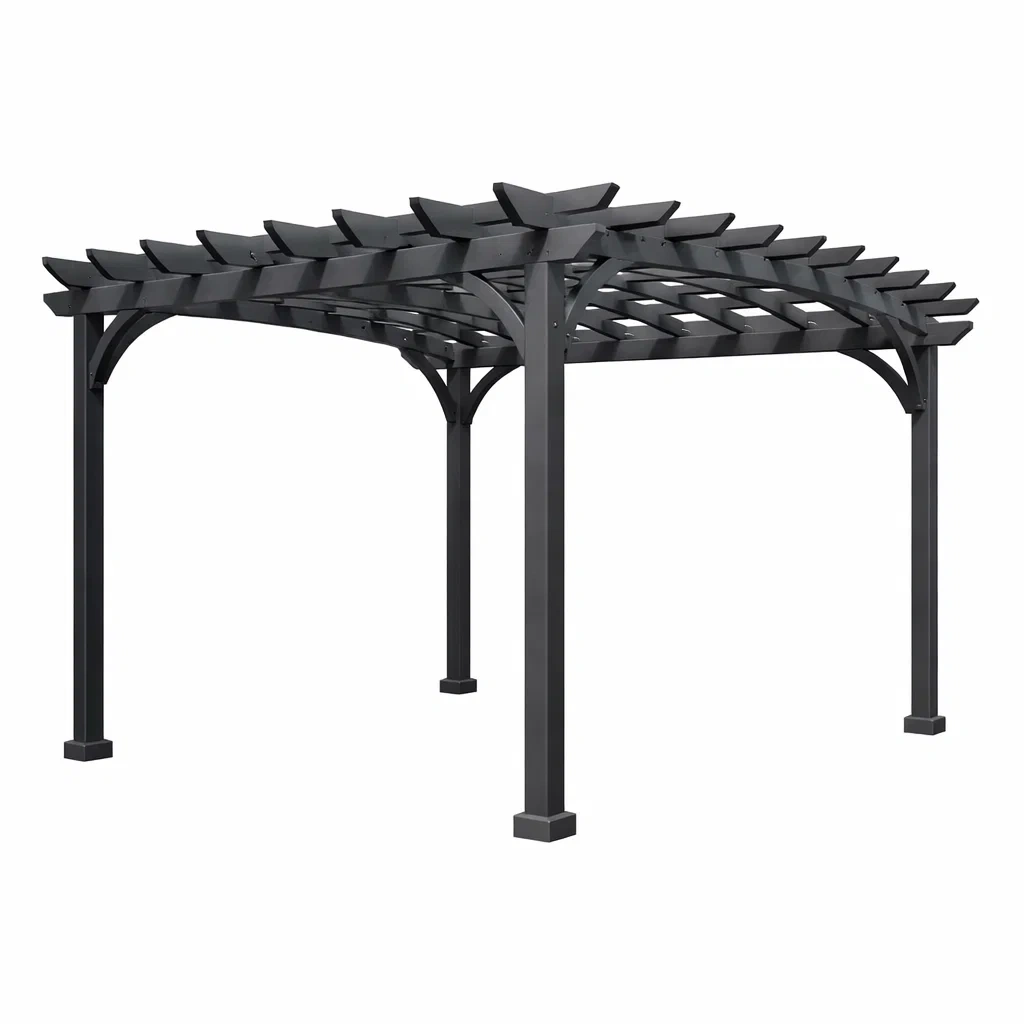 Pergola in metallo nero 300x300x240 cm-LUXEVIBEHUB