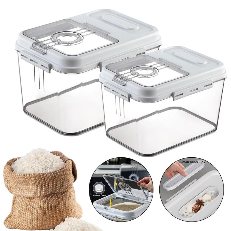 2-in-1 Airtight Food Storage Container with Lid  Large Capacity Moisture Proof Dispenser for Rice, Flour, Cereal, Dog Food & Cat Kibble | Kitchen Pantry & Laundry Room Organiser
