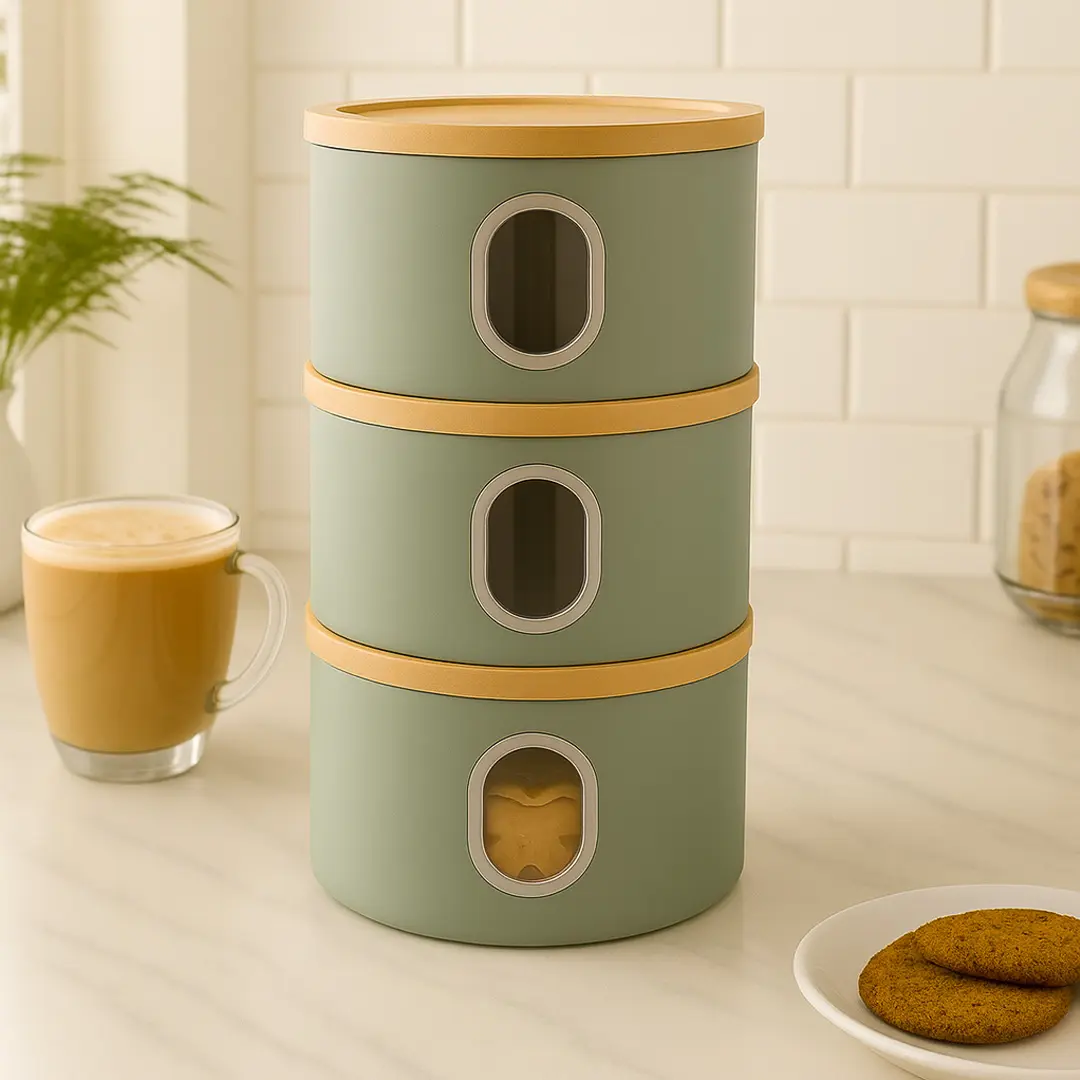 3-Piece Canisters Sets For The Kitchen Airtight Canister Set With See Through Window Storage Jars for Coffee Container Tea Organizer & Sugar Canister Kitchen Canisters