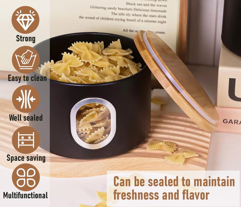 3-Piece Canisters Sets For The Kitchen Airtight Canister Set With See Through Window Storage Jars for Coffee Container Tea Organizer & Sugar Canister Kitchen Canisters
