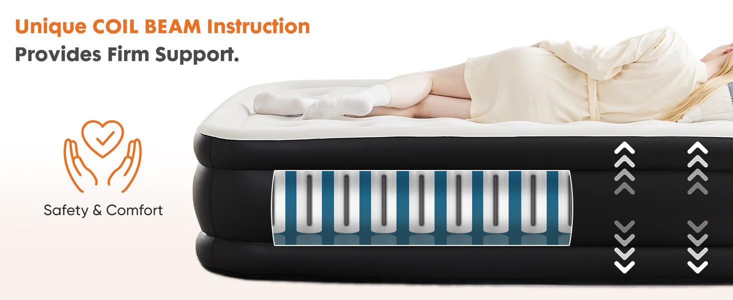 Inflatable Mattress Airbed with Built-in High Capacity Pump, Double Height, Non-Slip Bottom Design, Weight Capacity 660 lbs Air Bed for Home, Camping Inflatable Mattress Airbed with Built-in High Capacity Pump, Double Height, Non-Slip Bottom Design, Weight Capacity 660 lbs Air Bed for Home, Camping