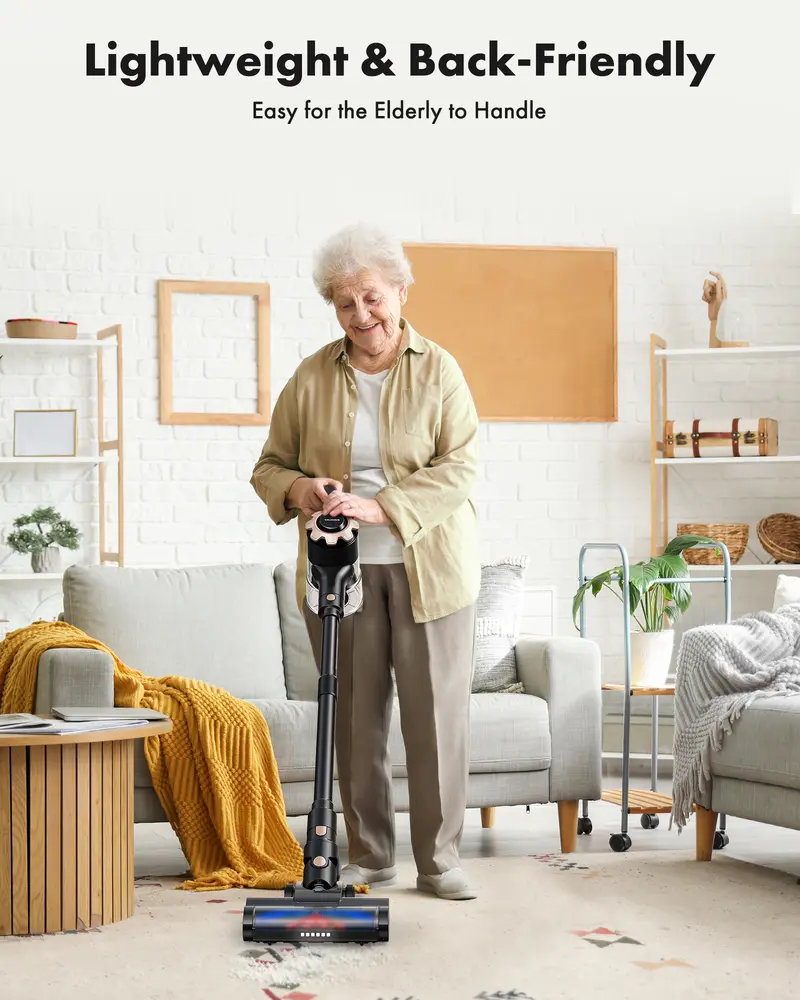 2026 newly upgraded cordless vacuum features an 8-in-1 lightweight design with up to 45 minutes of runtime and 33Kpa of powerful suction. This rechargeable cordless vacuum is ideal for carpets, tiles, pet hair, and hardwood floors.