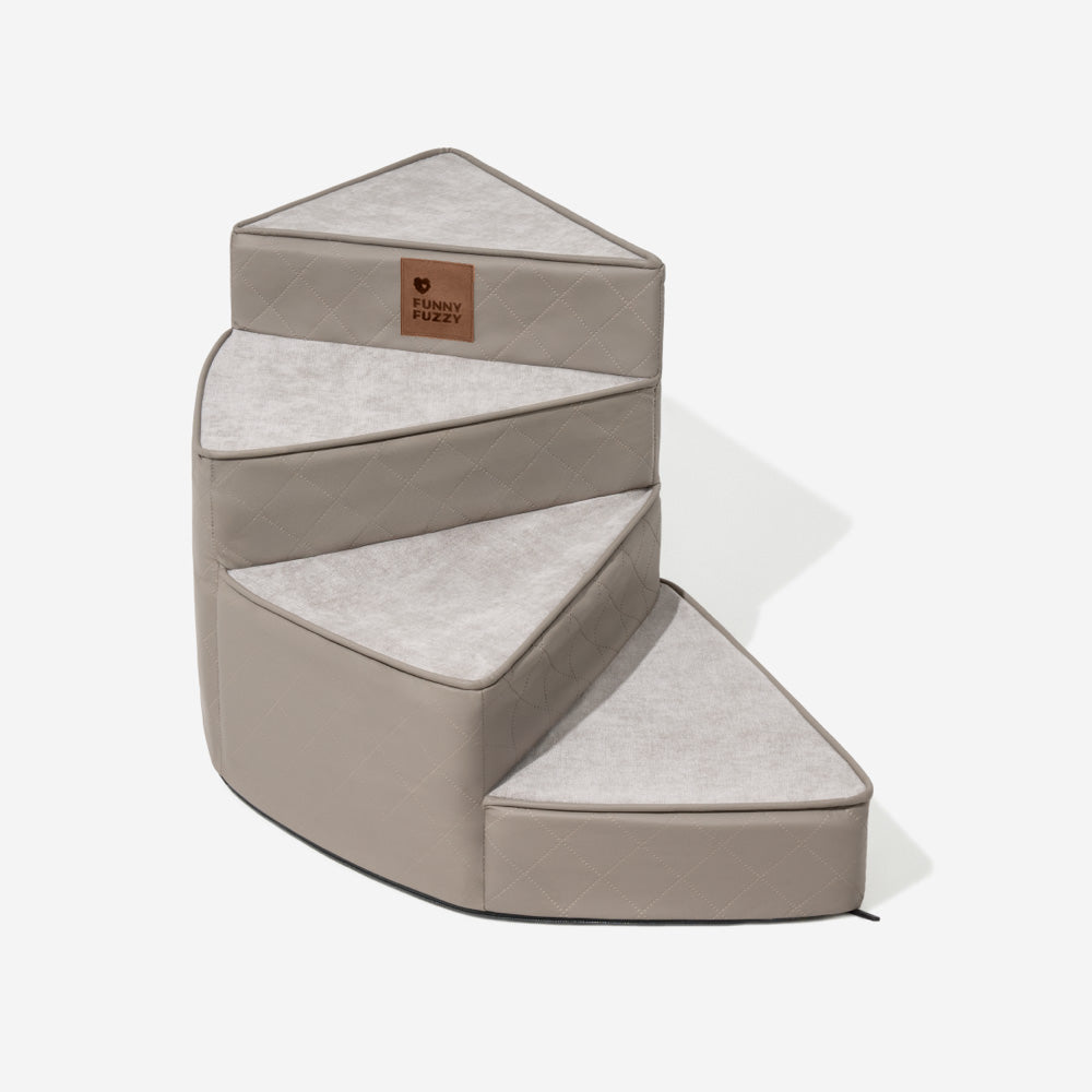 Luxe Water-repellent Faux Leather Removable Spiral Pet Stairs - StepEase