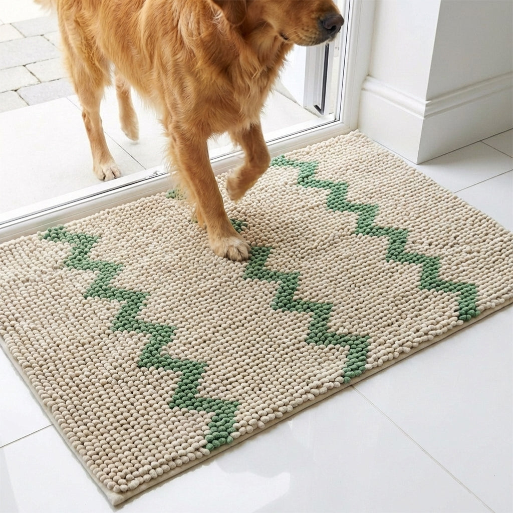 Ruannuan Vertical Loop Design Super Absorbent Chenille Dog Door Mat for Muddy Paws – Non-Slip, Machine Washable Indoor Entry Rug, Quick-Dry Pet Mat for Entryway