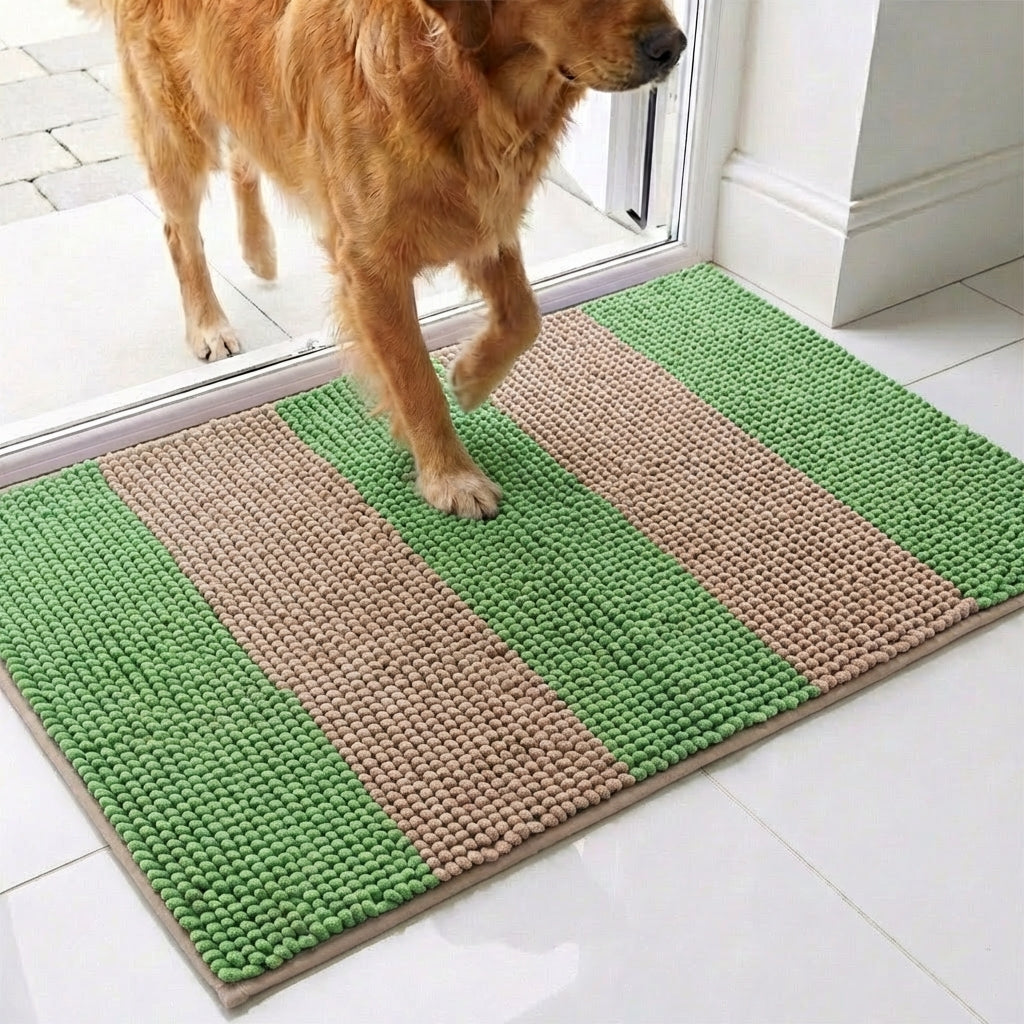 Ruannuan Vertical Loop Design Super Absorbent Chenille Dog Door Mat for Muddy Paws – Non-Slip, Machine Washable Indoor Entry Rug, Quick-Dry Pet Mat for Entryway