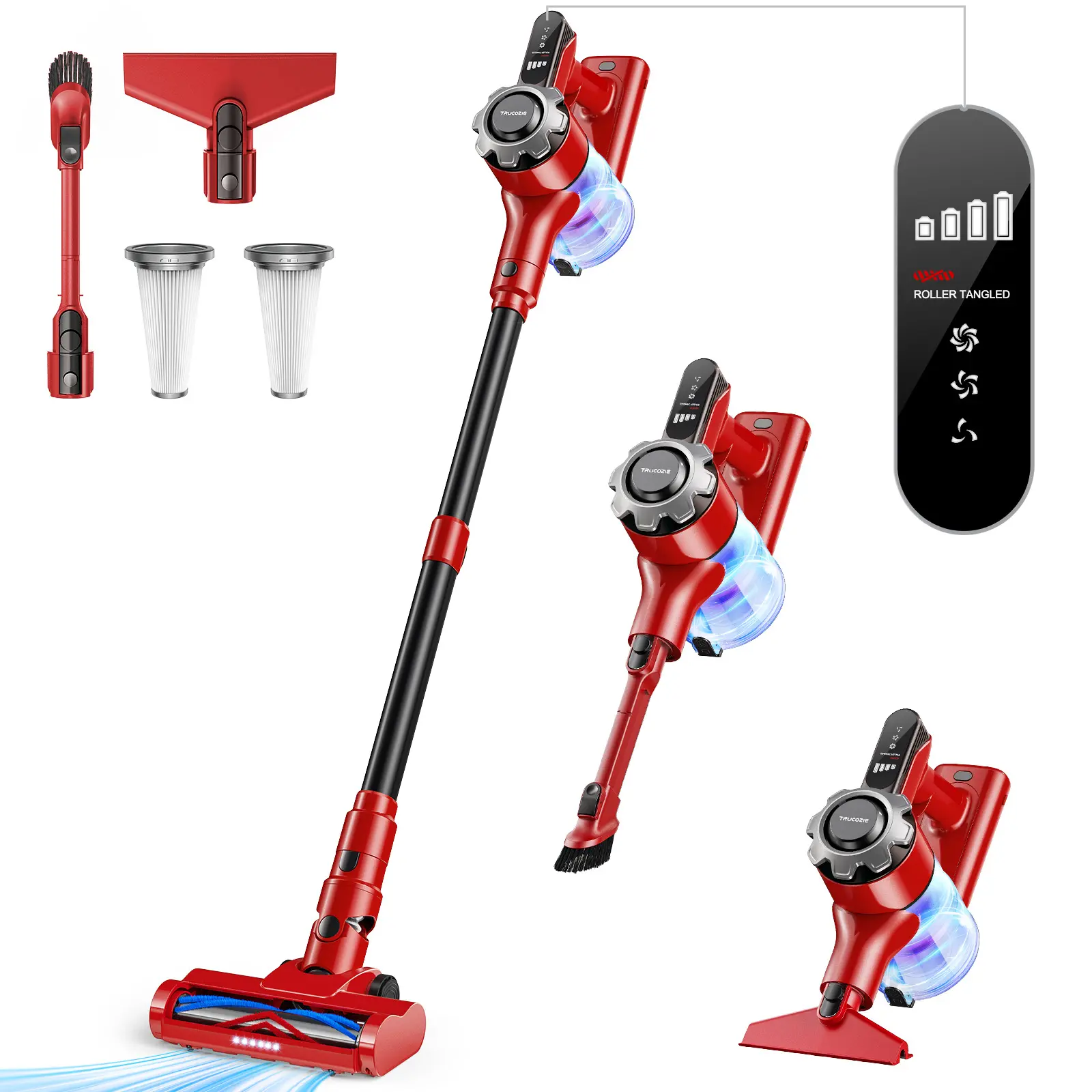 2026 newly upgraded cordless vacuum features an 8-in-1 lightweight design with up to 45 minutes of runtime and 33Kpa of powerful suction. This rechargeable cordless vacuum is ideal for carpets, tiles, pet hair, and hardwood floors.