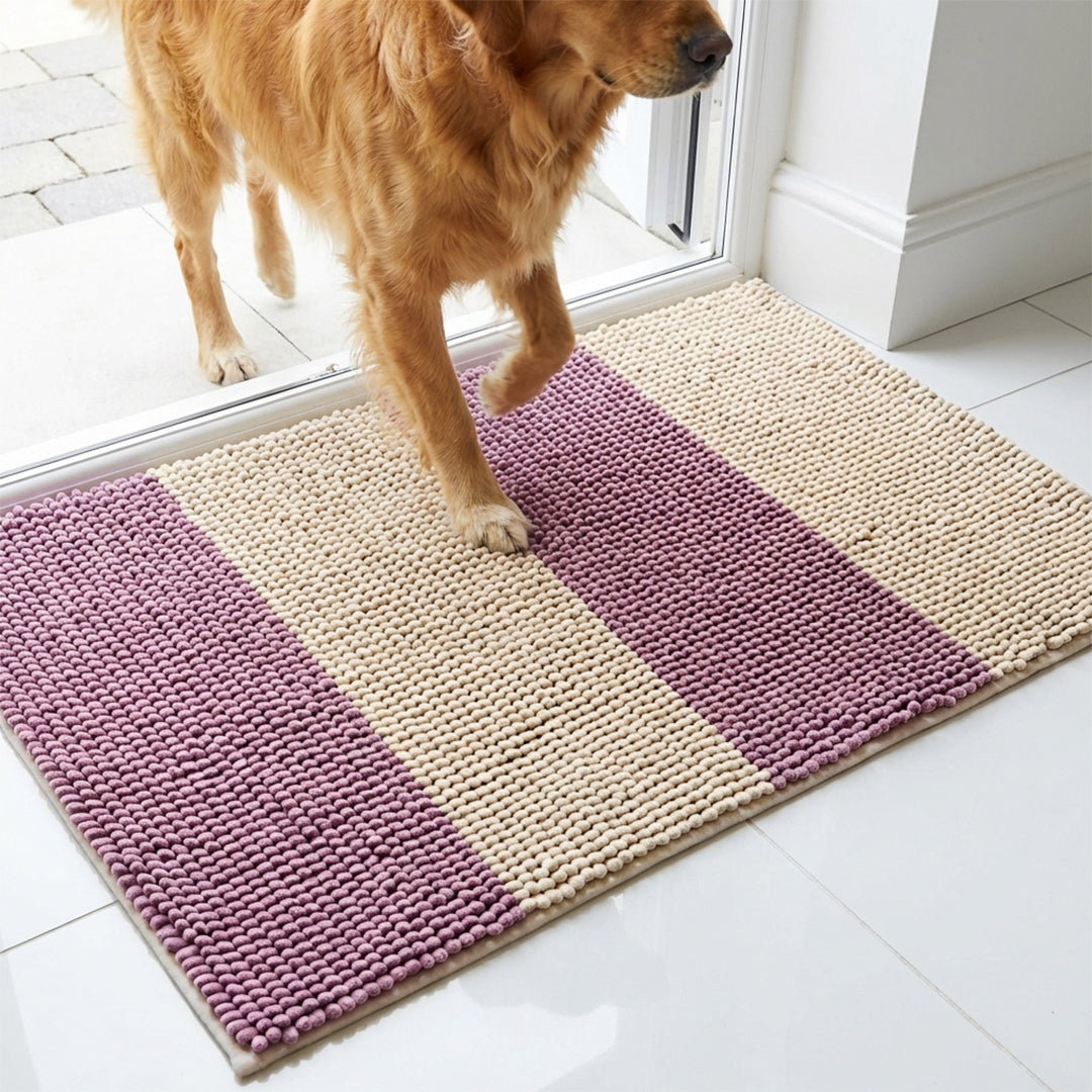 Ruannuan Vertical Loop Design Super Absorbent Chenille Dog Door Mat for Muddy Paws – Non-Slip, Machine Washable Indoor Entry Rug, Quick-Dry Pet Mat for Entryway
