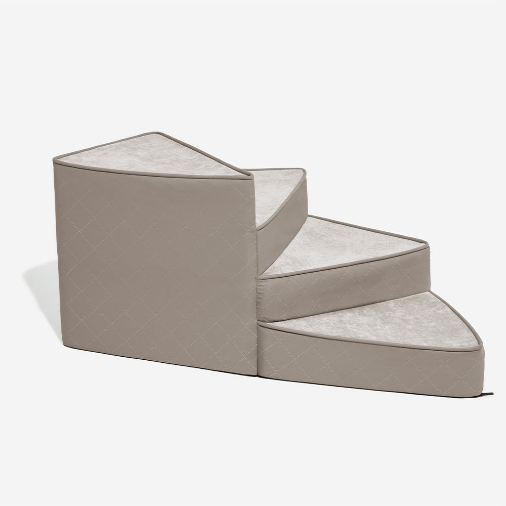 Luxe Water-repellent Faux Leather Removable Spiral Pet Stairs - StepEase