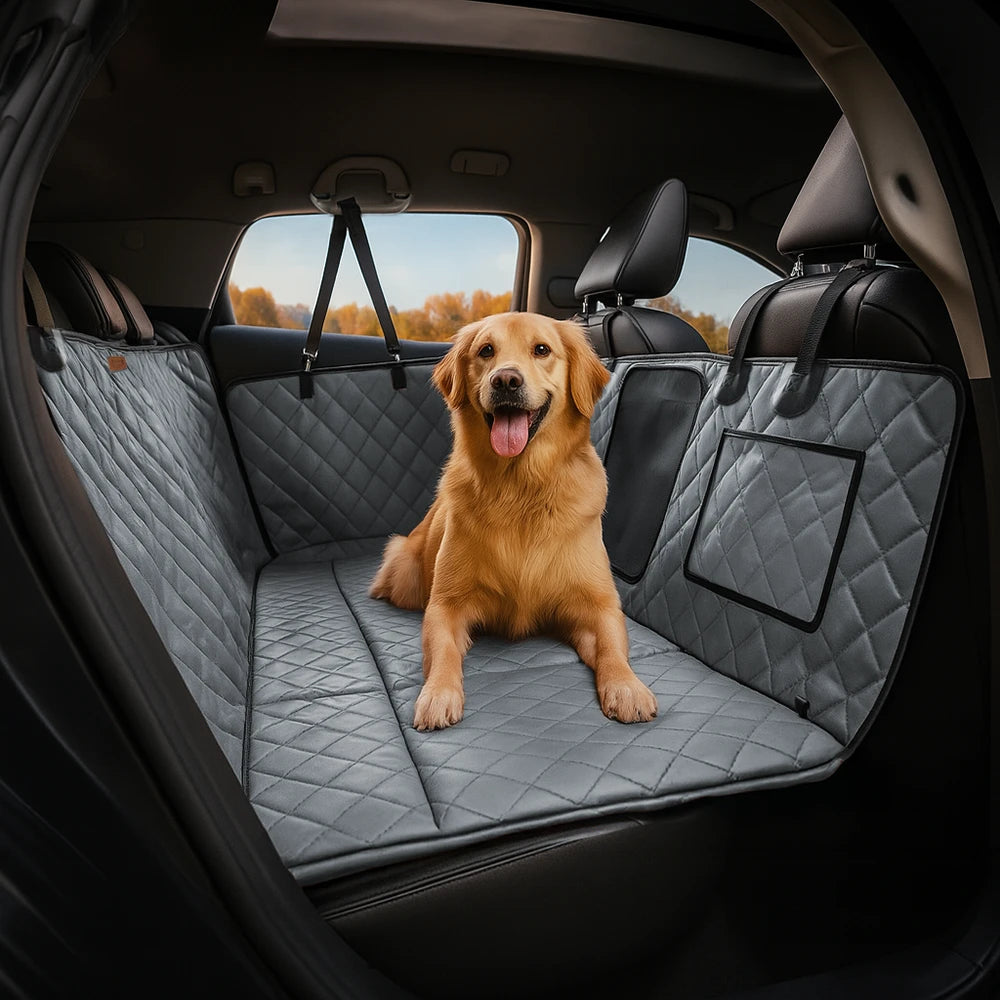 Premium Faux Leather Water-repellent Hammock Dog Car Seat Cover - RideProtector