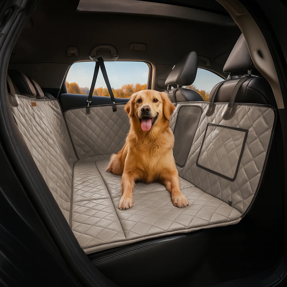 Premium Faux Leather Water-repellent Hammock Dog Car Seat Cover - RideProtector