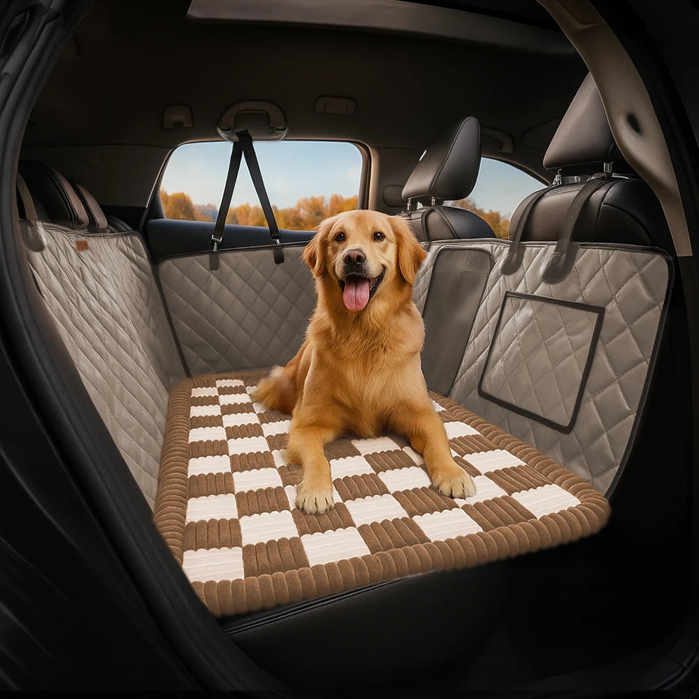Premium Faux Leather Water-repellent Hammock Dog Car Seat Cover - RideProtector