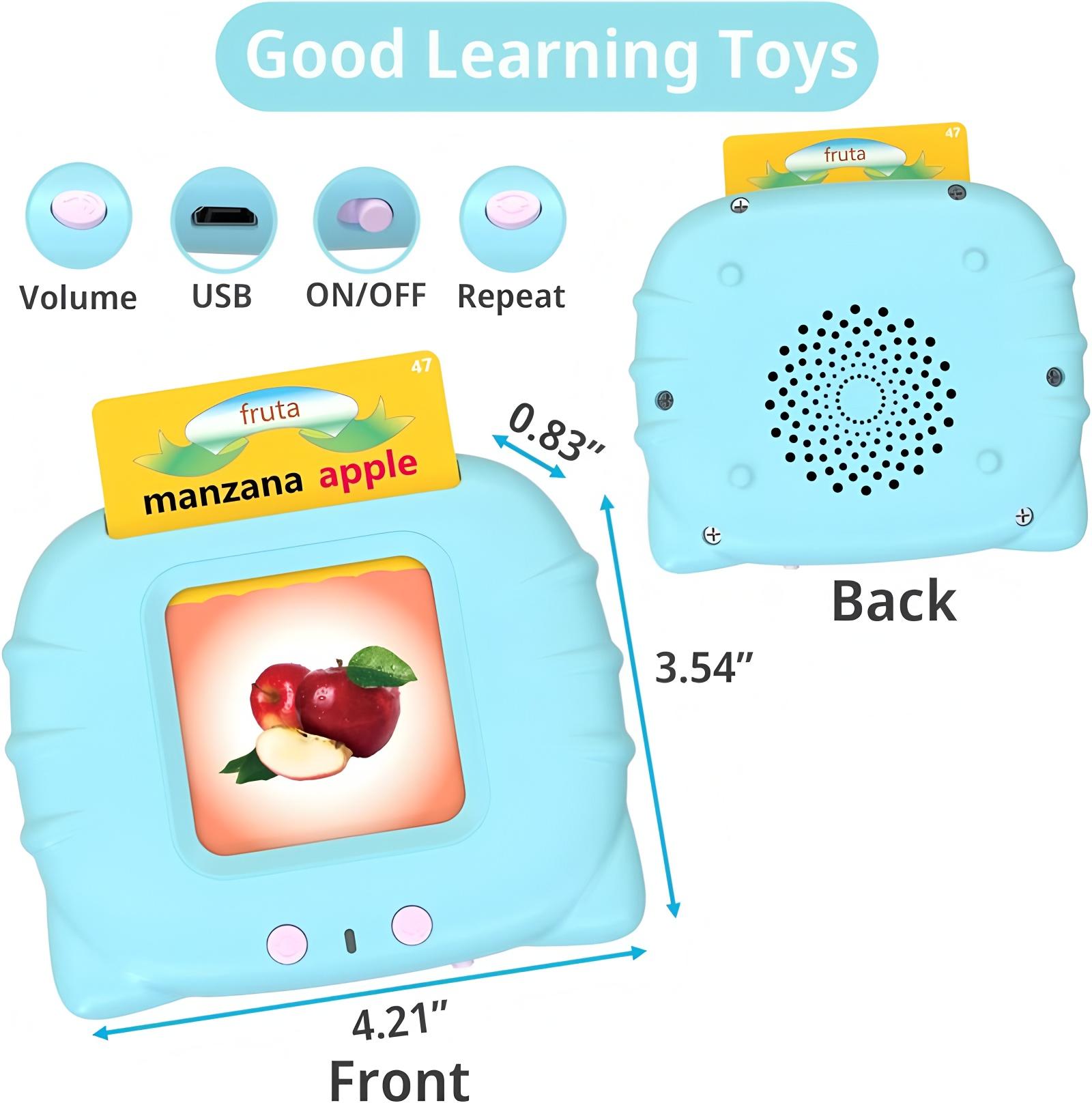 KIDGENIUS Bilingual English & Spanish Talking Flash Cards for Toddlers - 224 Sight Words Interactive Educational Toy for Kids Ages 1-8 - Perfect for Children’s Day & Summer Holidays Learning Vocabulary Interaction Outdoorfun