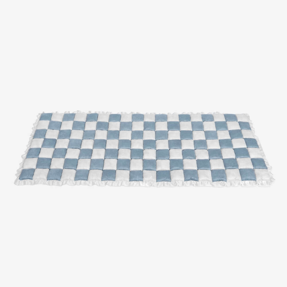 Cream-colored Large Plaid Square Pet Dog Mat Bed Couch Cover