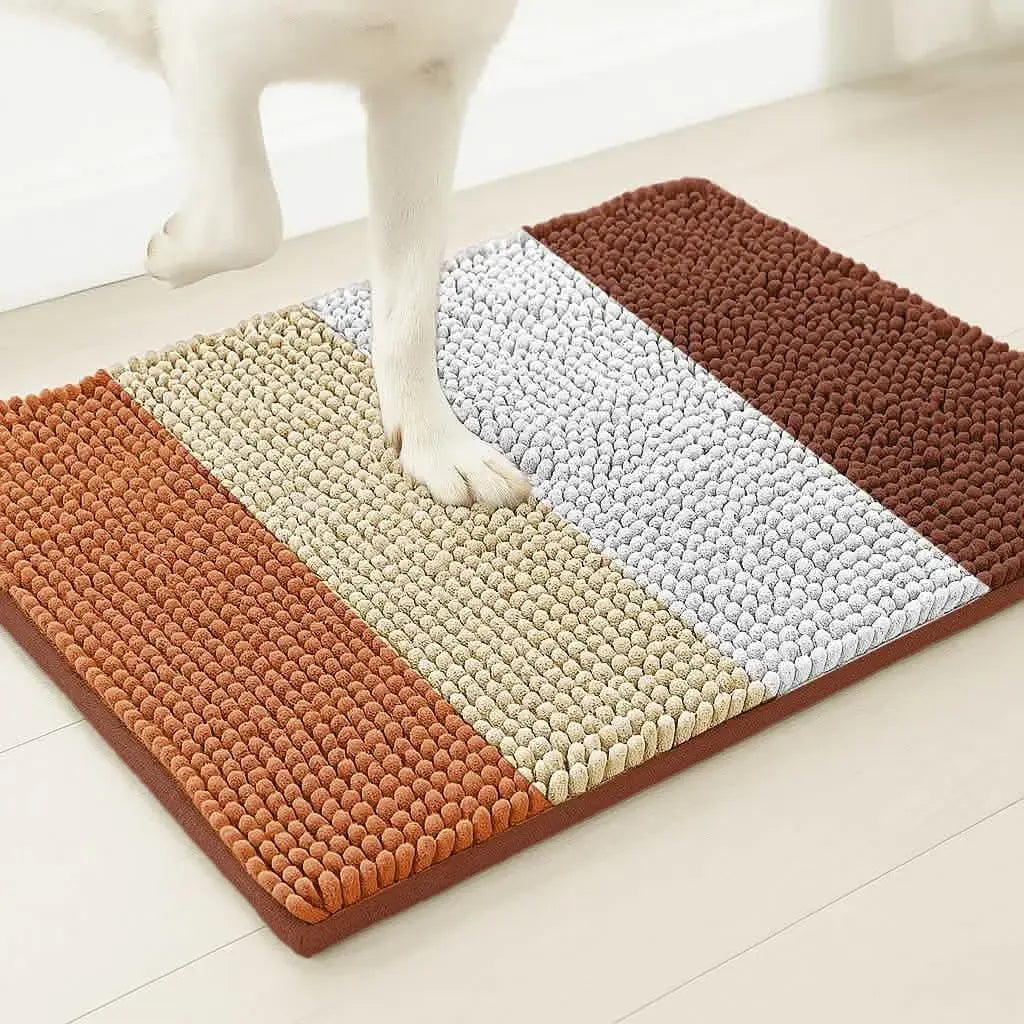 Ruannuan Vertical Loop Design Super Absorbent Chenille Dog Door Mat for Muddy Paws – Non-Slip, Machine Washable Indoor Entry Rug, Quick-Dry Pet Mat for Entryway