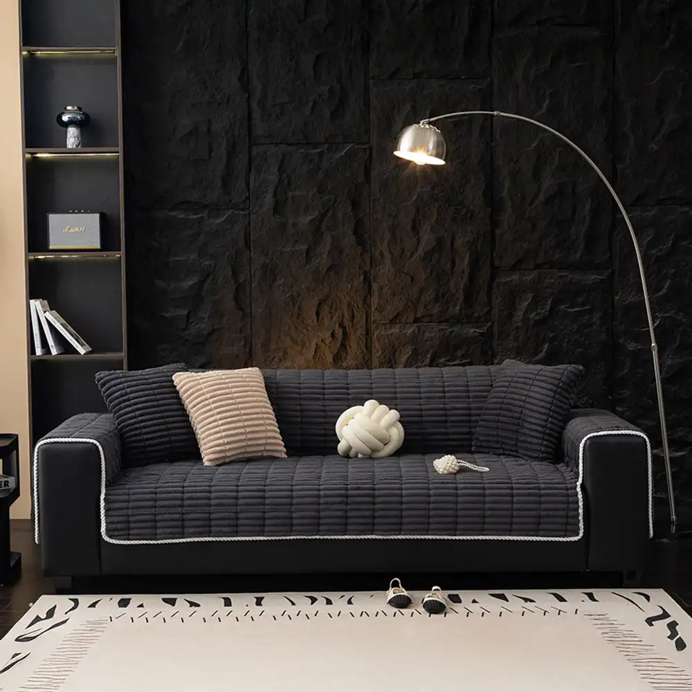 One-Piece Cozy Flannel Sofa Protection Non-Slip Outdoor Couch Cover