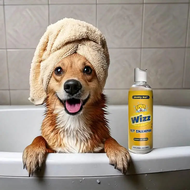 Ruannuan Dog Grooming Bundle – Rubber Scrubbers, Doggy Dryer, Muddy Mitt & Aloe Vera & Oatmeal Dog Shampoo for Itchy Skin Relief, Smelly Dogs & Sensitive Coats – 17 oz