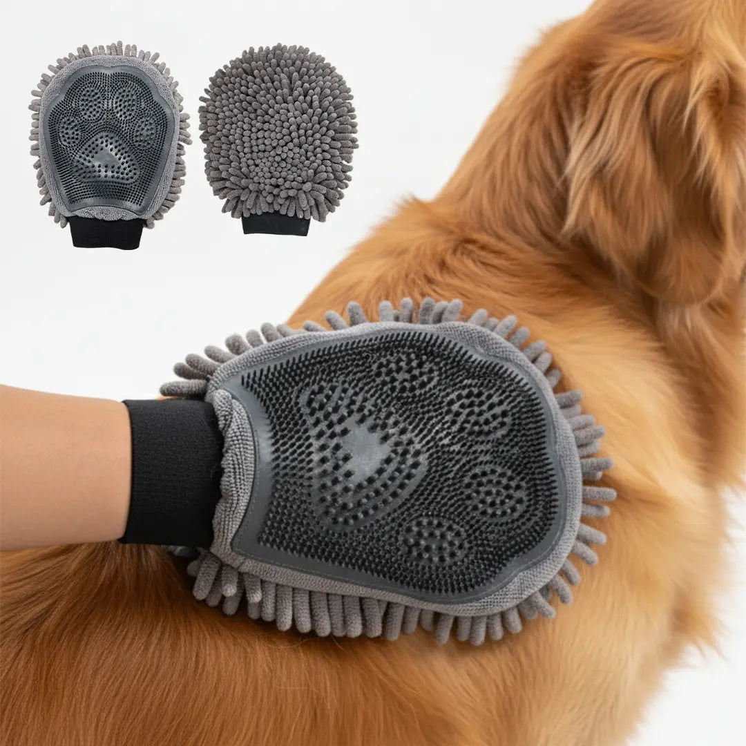 Ruannuan Dog Washing Gloves – Dual-Sided Pet Grooming Mitt with TPR Brush & Chenille Microfiber – Dog Wash Mitt for Bathing, Shedding & Hair Removal – Pet Bath Gloves for All Coat Types