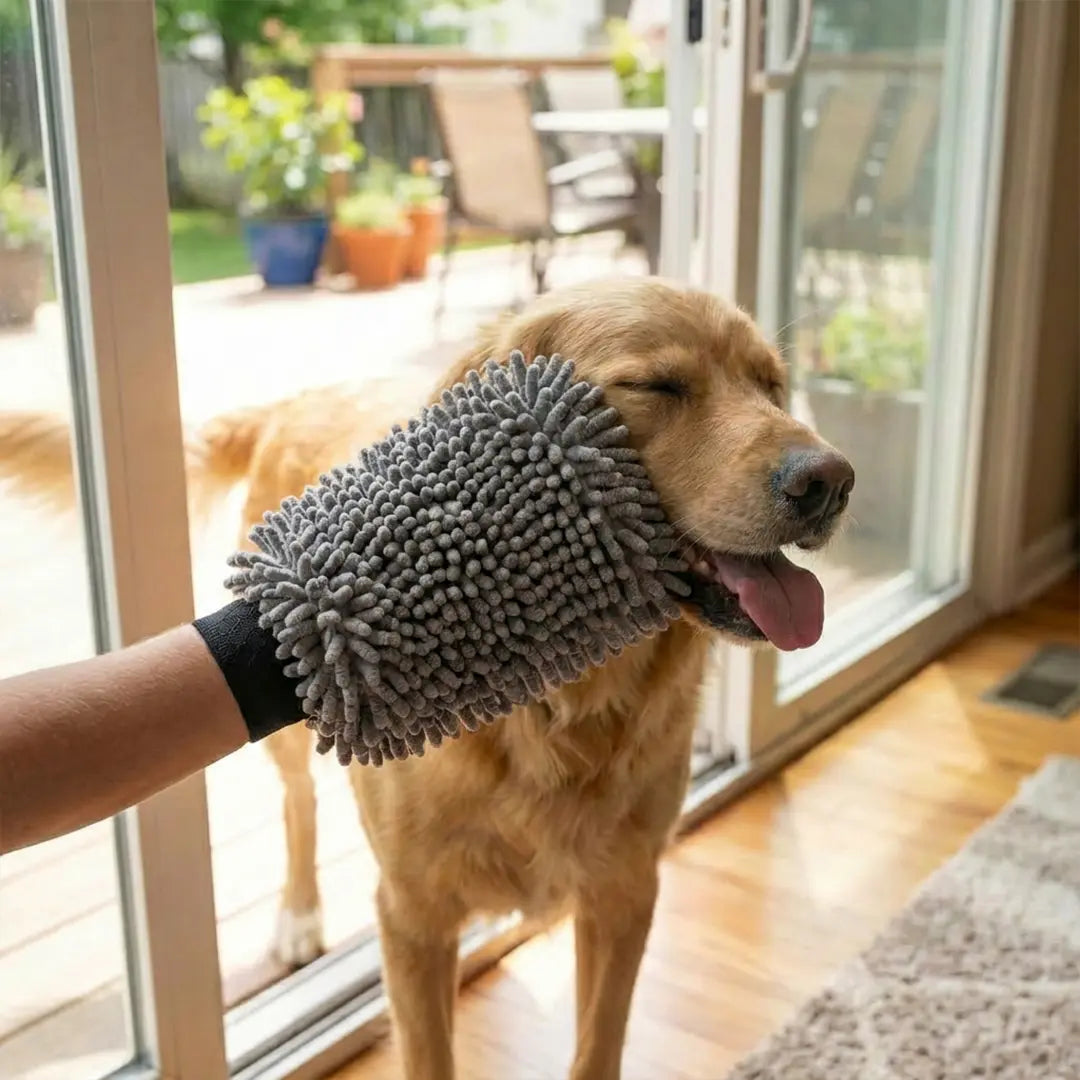Ruannuan Dog Washing Gloves – Dual-Sided Pet Grooming Mitt with TPR Brush & Chenille Microfiber – Dog Wash Mitt for Bathing, Shedding & Hair Removal – Pet Bath Gloves for All Coat Types
