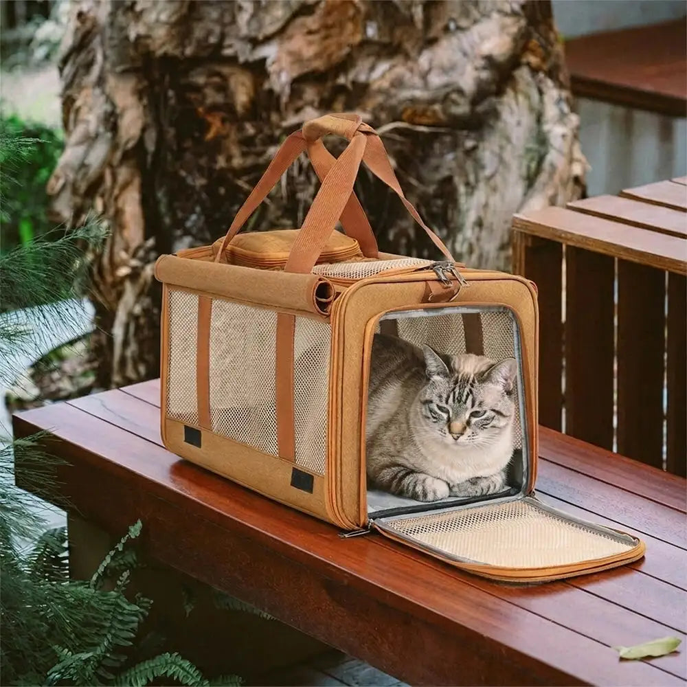 Airline Approved Portable Breathable Expandable Large-Capacity Cat Carrier Bag - Travel Nest