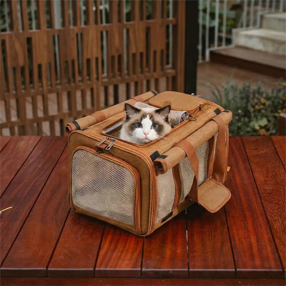 Airline Approved Portable Breathable Expandable Large-Capacity Cat Carrier Bag - Travel Nest
