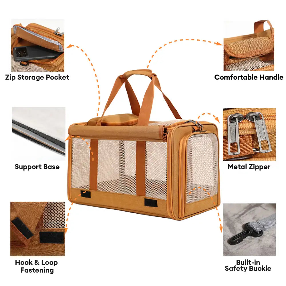 Airline Approved Portable Breathable Expandable Large-Capacity Cat Carrier Bag - Travel Nest