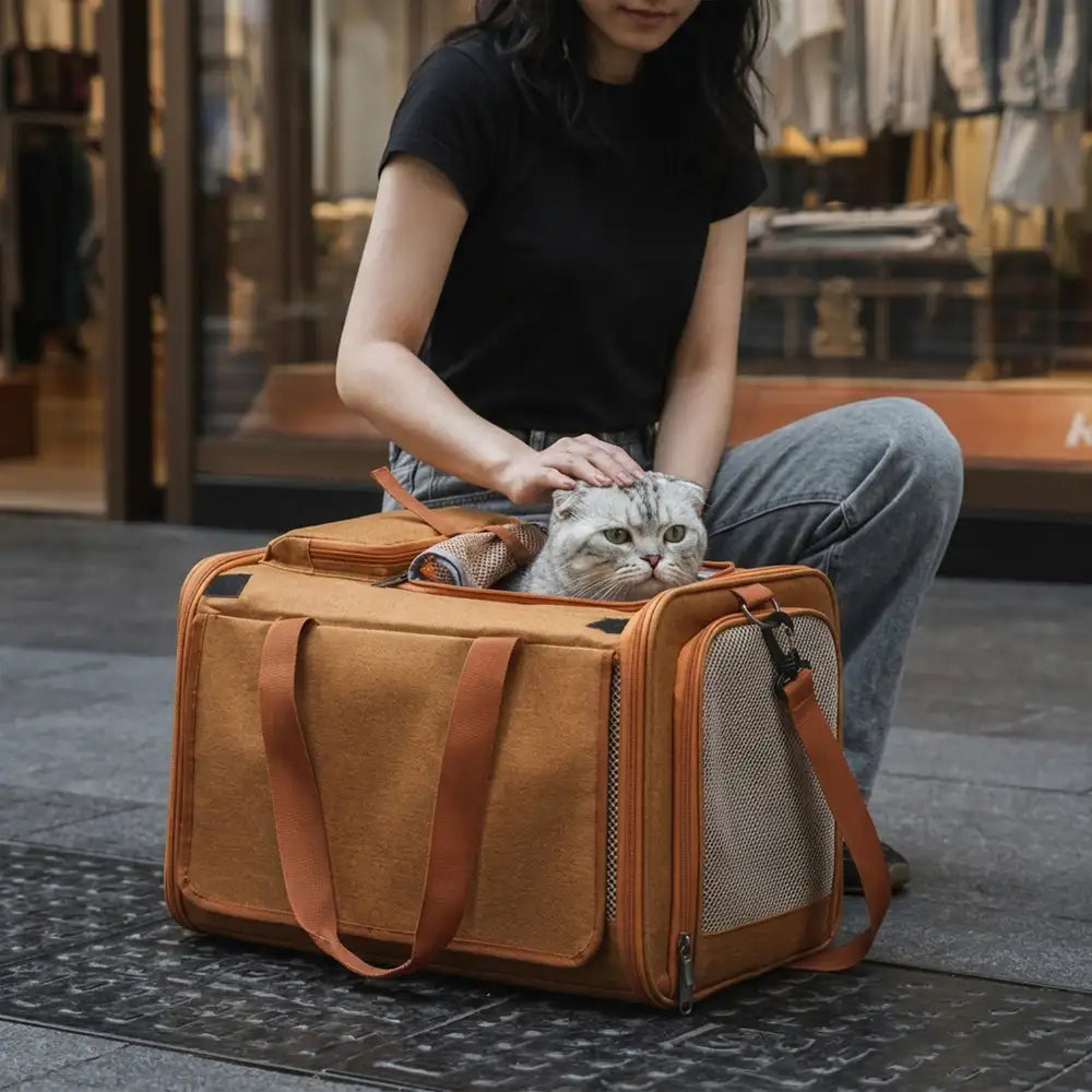 Airline Approved Portable Breathable Expandable Large-Capacity Cat Carrier Bag - Travel Nest