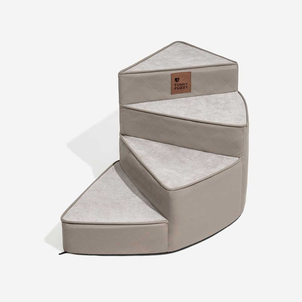 Luxe Water-repellent Faux Leather Removable Spiral Pet Stairs - StepEase