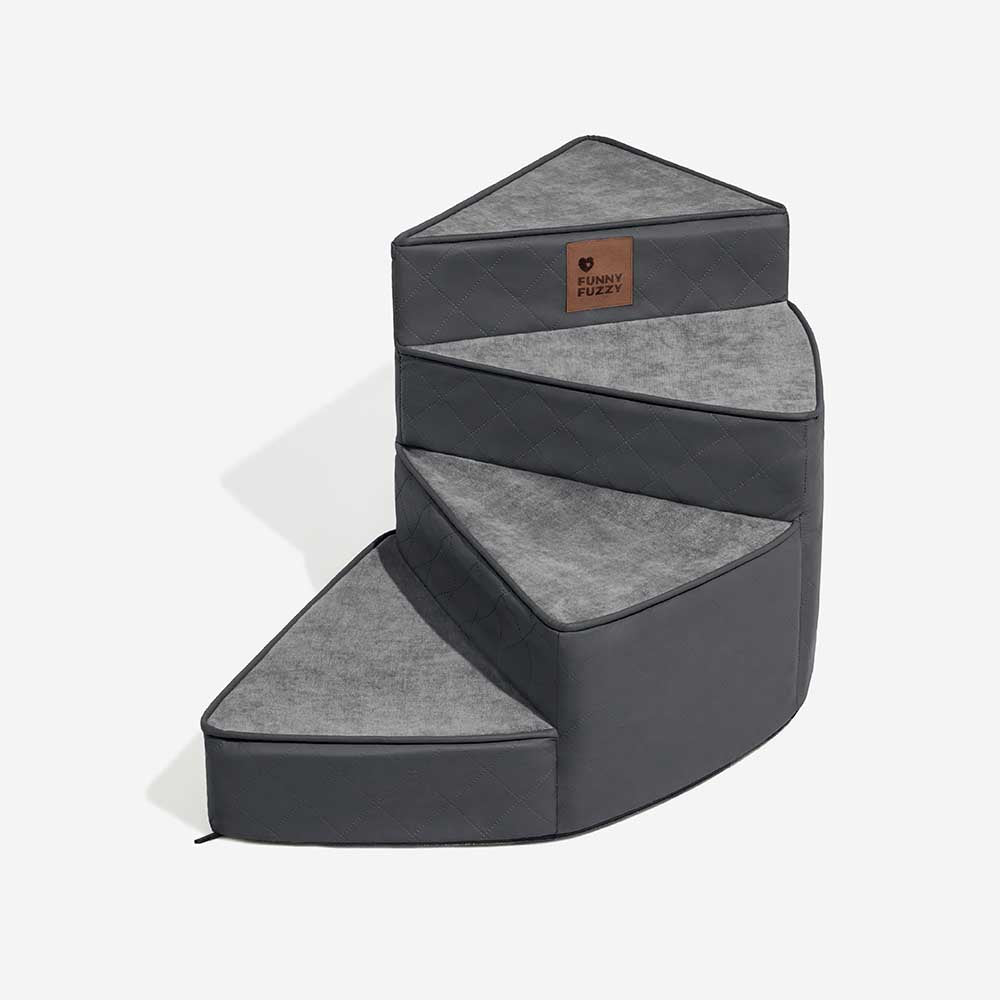Luxe Water-repellent Faux Leather Removable Spiral Pet Stairs - StepEase