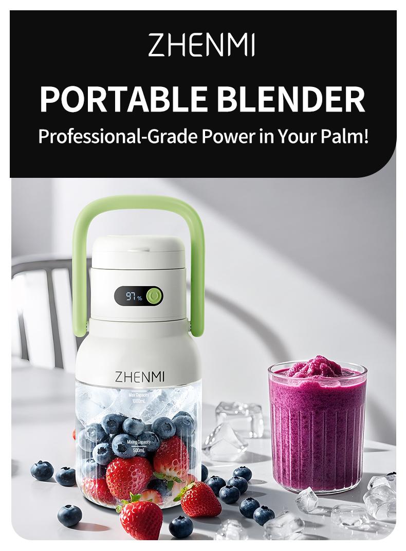 Holidays and Birthdays Blender for Shakes & Smoothies! ZHENMI BPA-Free Cordless Blender, 33oz, Ice Crushing, USB Rechargeable, Make Party Shakes,  Morning Smoothies & Healthy Drinks