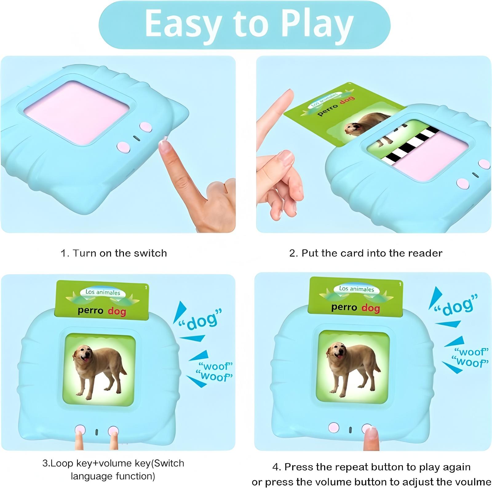 KIDGENIUS Bilingual English & Spanish Talking Flash Cards for Toddlers - 224 Sight Words Interactive Educational Toy for Kids Ages 1-8 - Perfect for Children’s Day & Summer Holidays Learning Vocabulary Interaction Outdoorfun