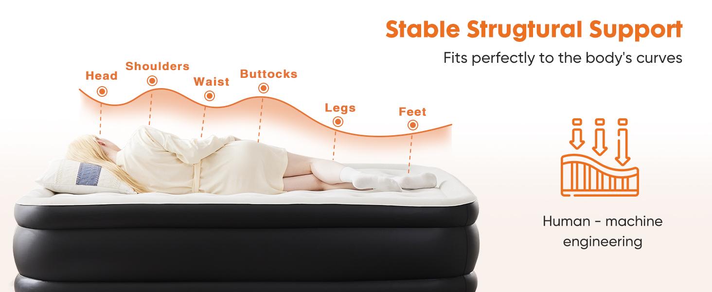 Inflatable Mattress Airbed with Built-in High Capacity Pump, Double Height, Non-Slip Bottom Design, Weight Capacity 660 lbs Air Bed for Home, Camping Inflatable Mattress Airbed with Built-in High Capacity Pump, Double Height, Non-Slip Bottom Design, Weight Capacity 660 lbs Air Bed for Home, Camping