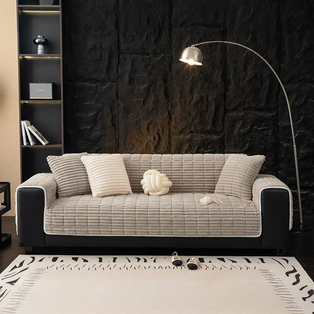 One-Piece Cozy Flannel Sofa Protection Non-Slip Couch Cover
