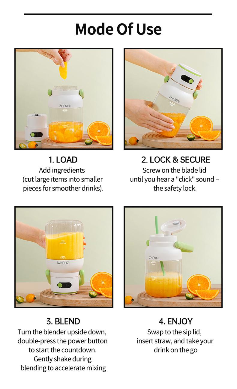 Holidays and Birthdays Blender for Shakes & Smoothies! ZHENMI BPA-Free Cordless Blender, 33oz, Ice Crushing, USB Rechargeable, Make Party Shakes,  Morning Smoothies & Healthy Drinks