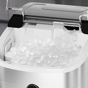COWSAR Nugget Ice Maker Countertop,33lbs/Day, Pellet ice Maker, a Basket in 1.5 Hour, Self-Cleaning, One-Click Design, Compact Crushed Ice Maker with Chewy Ice for Home Bar Party