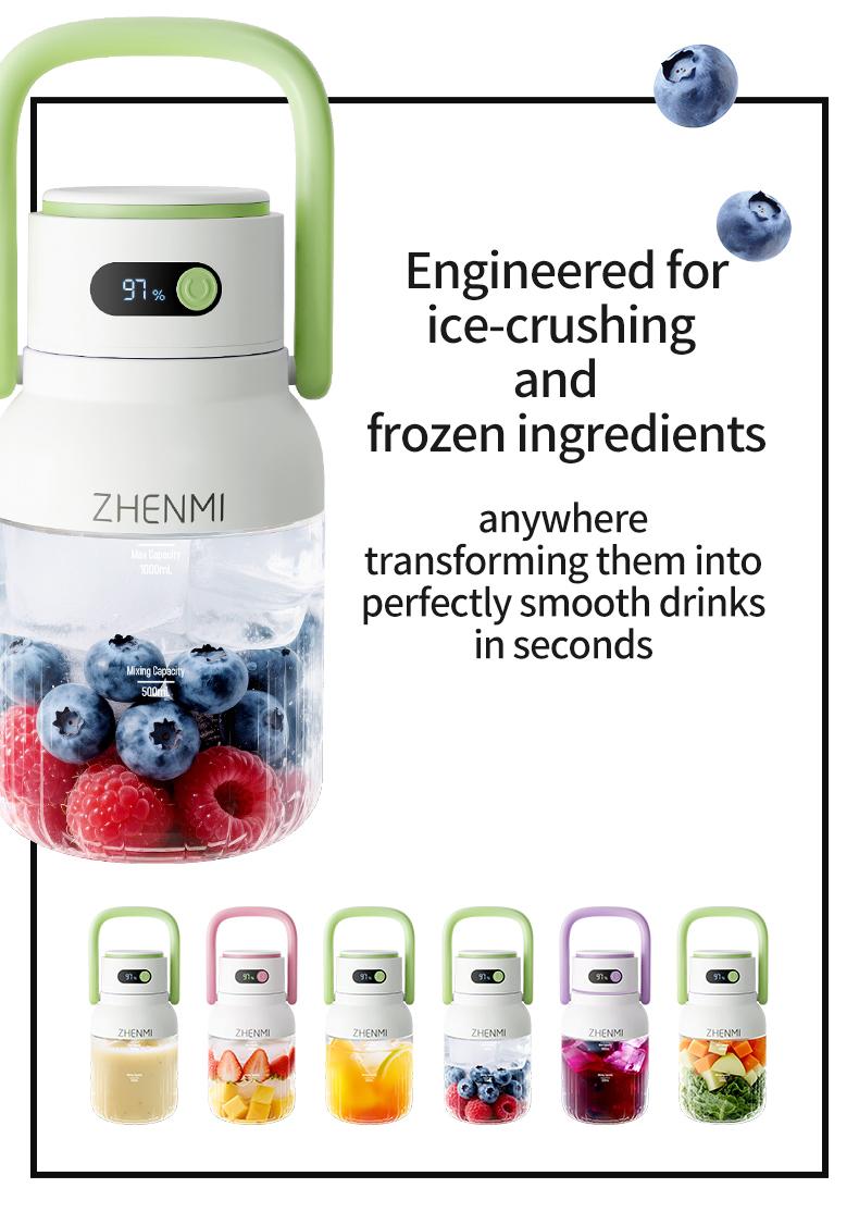 Holidays and Birthdays Blender for Shakes & Smoothies! ZHENMI BPA-Free Cordless Blender, 33oz, Ice Crushing, USB Rechargeable, Make Party Shakes,  Morning Smoothies & Healthy Drinks