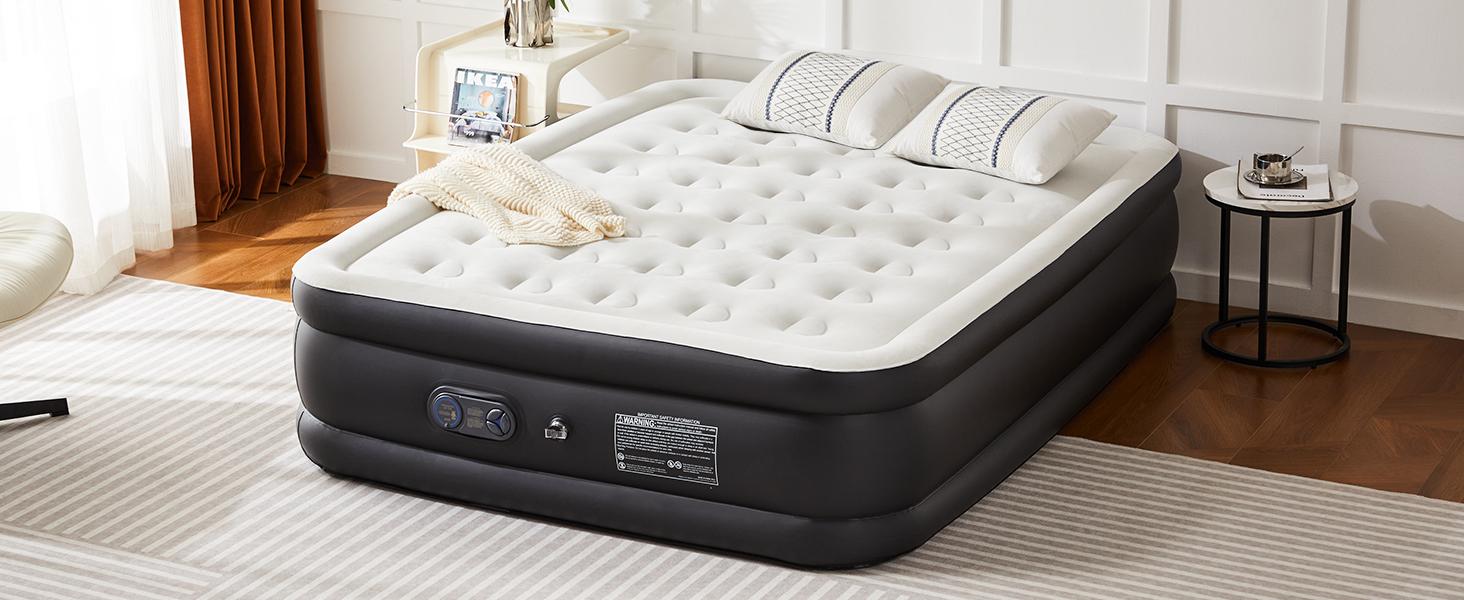 Inflatable Mattress Airbed with Built-in High Capacity Pump, Double Height, Non-Slip Bottom Design, Weight Capacity 660 lbs Air Bed for Home, Camping Inflatable Mattress Airbed with Built-in High Capacity Pump, Double Height, Non-Slip Bottom Design, Weight Capacity 660 lbs Air Bed for Home, Camping