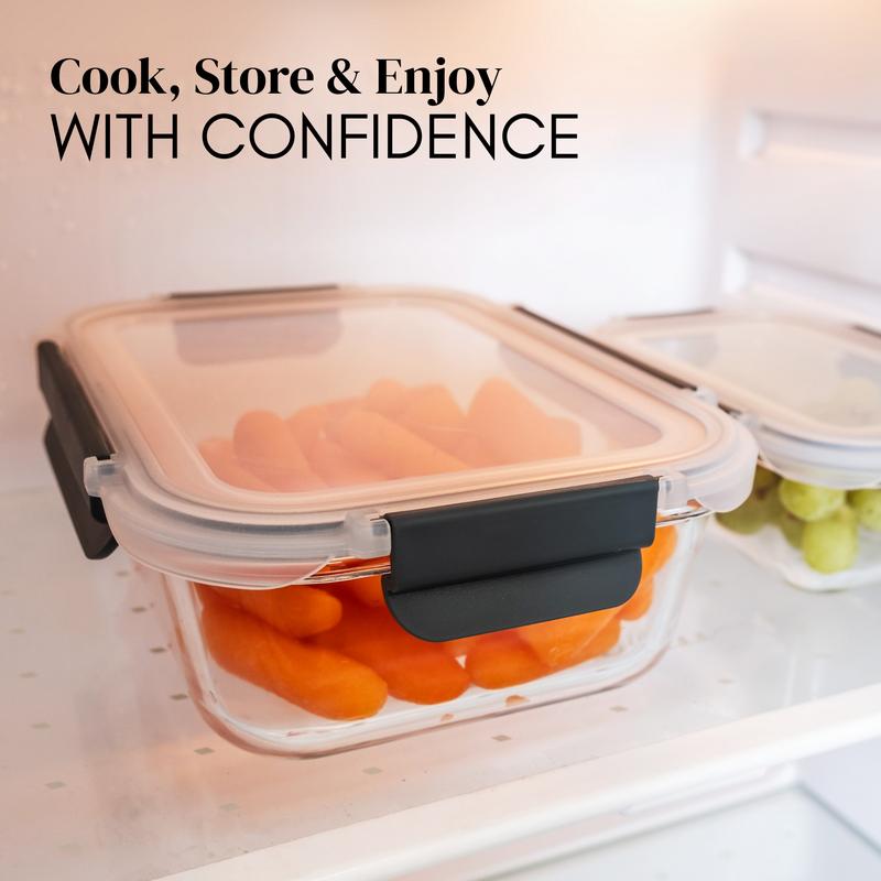 Glass Meal Prep Containers with Airtight Lids – Set of 10 – Reusable Glass Food Storage Containers with Lids – Leakproof, Freezer, Oven, Microwave & Dishwasher Safe