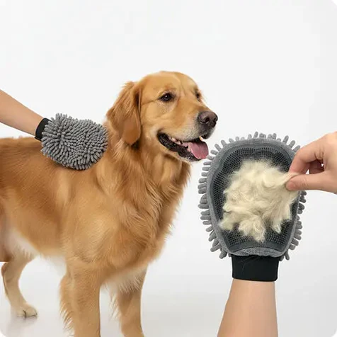 Ruannuan Dog Washing Gloves – Dual-Sided Pet Grooming Mitt with TPR Brush & Chenille Microfiber – Dog Wash Mitt for Bathing, Shedding & Hair Removal – Pet Bath Gloves for All Coat Types