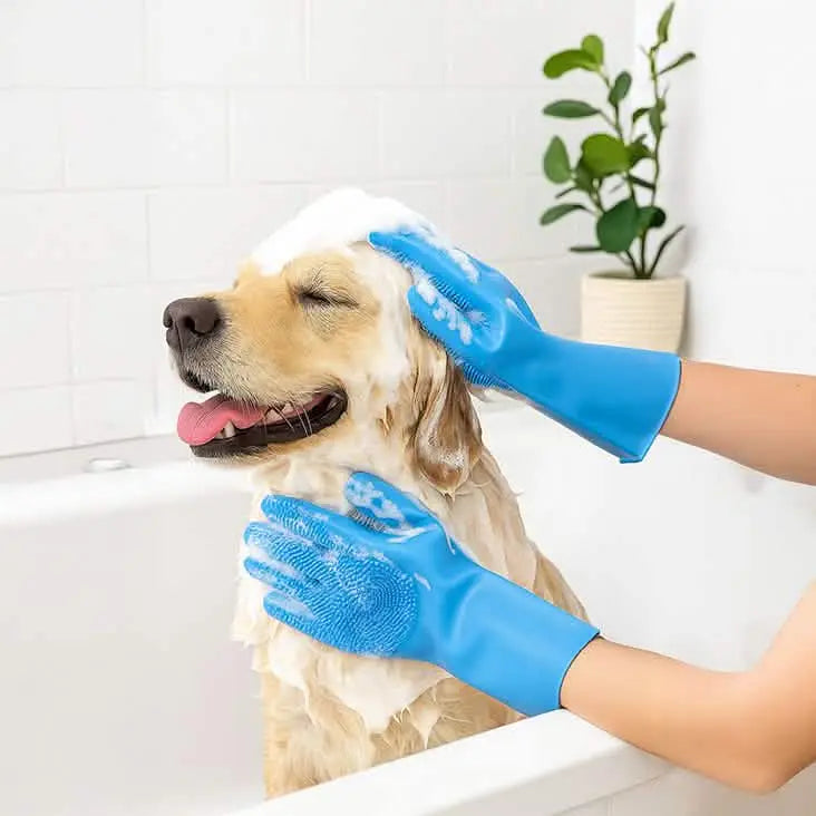 Ruannuan Dog Grooming Bundle – Rubber Scrubbers, Doggy Dryer, Muddy Mitt & Aloe Vera & Oatmeal Dog Shampoo for Itchy Skin Relief, Smelly Dogs & Sensitive Coats – 17 oz