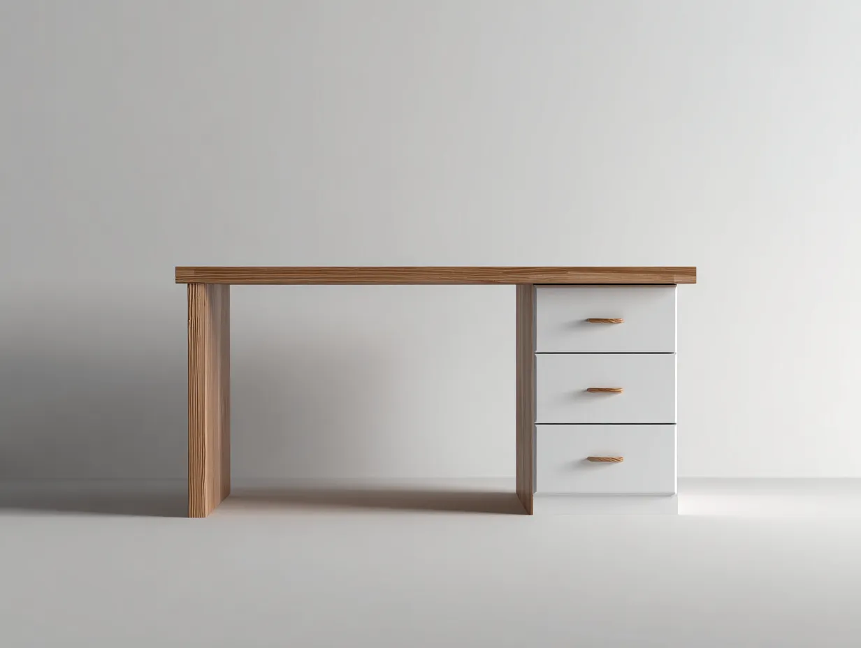 Schreibtisch-Holzwerkstoff-Holz-180x68x75 cm-Naturholz-Weiß-skandinavischer Stil-Roomgohub