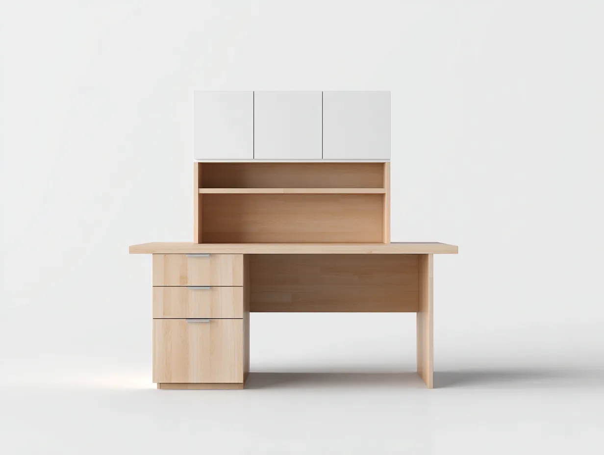 Schreibtisch-Holzwerkstoff-Holz-150x60x168 cm-Naturholz-Weiß-moderner Stil-Roomgohub