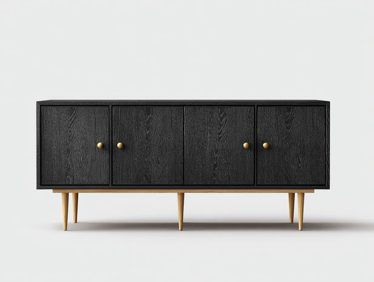 Dielenschränke-Massivholz-Metall-200x49x77 cm-Schwarz-Modern-Roomgohub