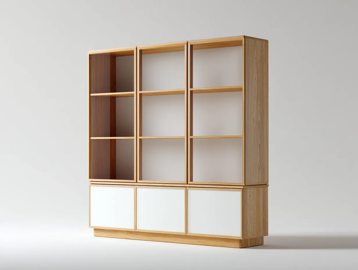 Bücherregal - Holz - 150x40x188 cm - Weiß-Natur - Modern-Roomgohub