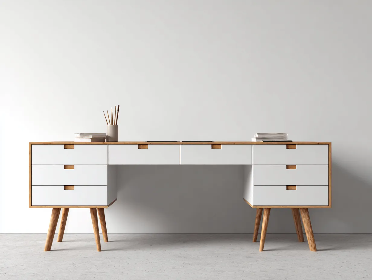 Schreibtisch-Holzwerkstoff-Holz-170x65x75 cm-Weiß-Naturholz-skandinavischer Stil-Roomgohub