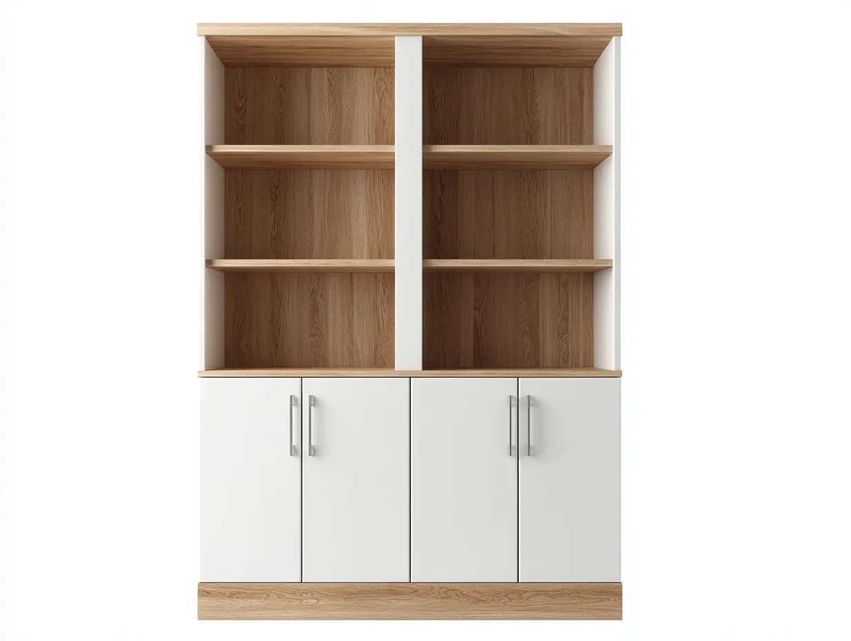 Bücherregal - Holz - 96x38x198 cm - Weiß-Natur - Modern-Roomgohub