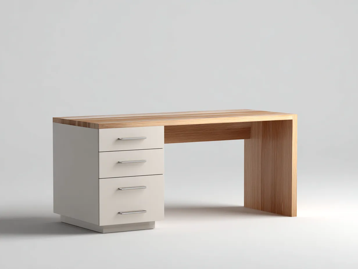 Schreibtisch-Holzwerkstoff-Holz-160x70x75 cm-Naturholz-Weiß-zeitgemäßer Stil-Roomgohub