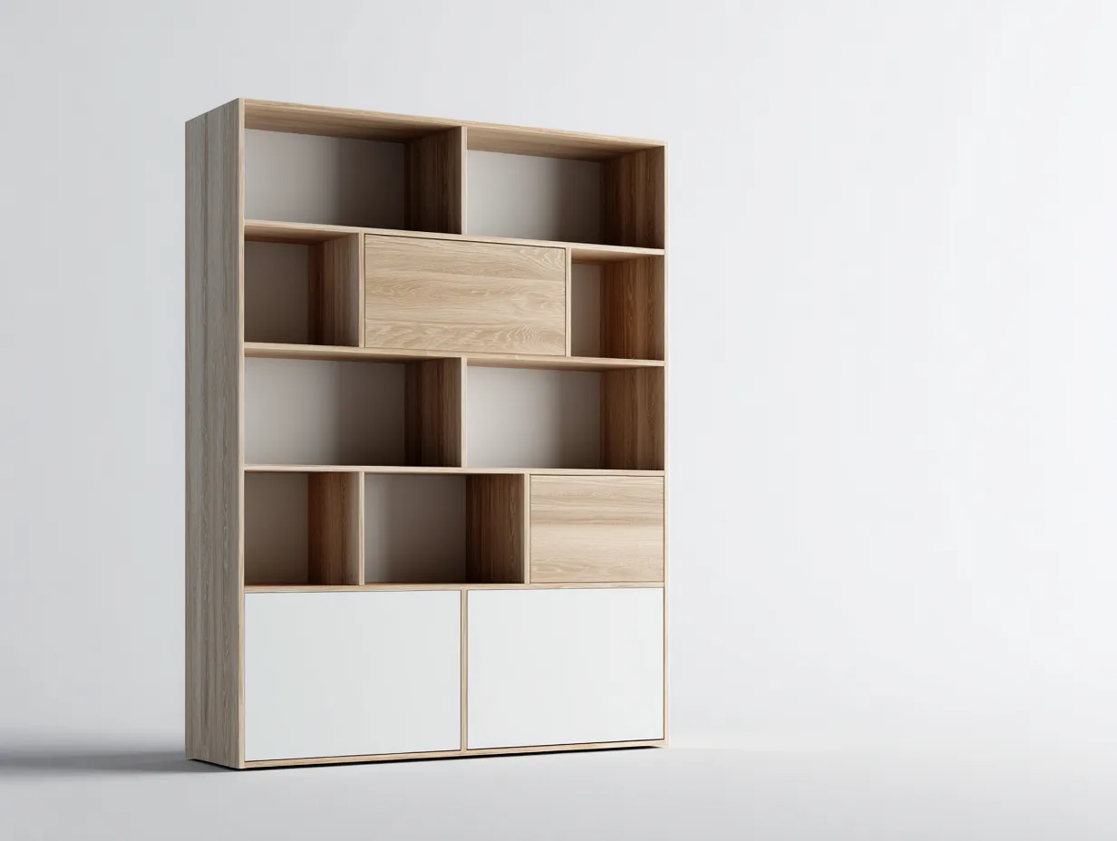 Bücherregal - Holz - 120x40x190 cm - Weiß-Natur - Modern-Roomgohub